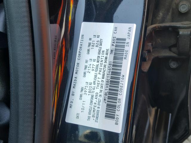 JM1BL1V88C1546581 - 2012 MAZDA 3 I BLACK photo 10