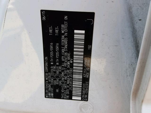 JTLZE4FE3FJ077083 - 2015 TOYOTA SCION XB Blanco foto 10