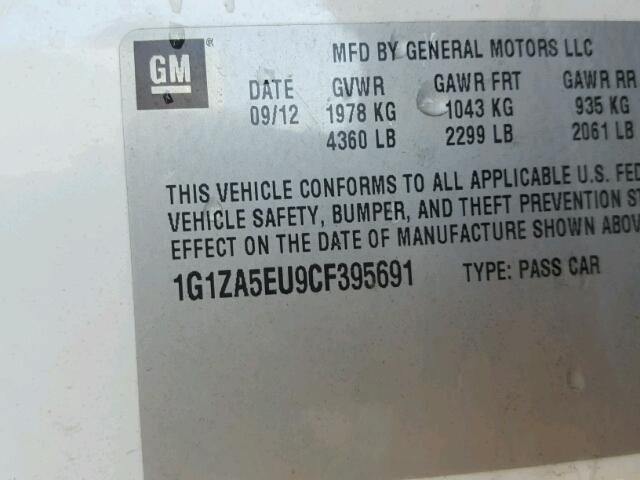 1G1ZA5EU9CF395691 - 2012 CHEVROLET MALIBU LS 白色 照片 10