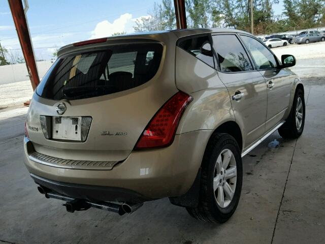 JN8AZ08WX7W605660 - 2007 NISSAN MURANO SL GOLD photo 4