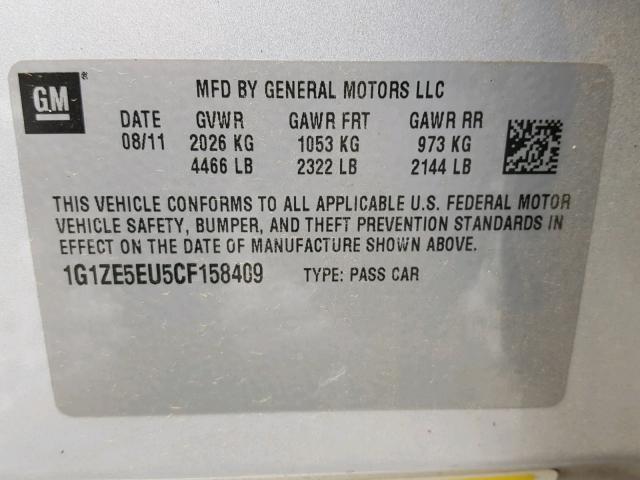 1G1ZE5EU5CF158409 - 2012 CHEVROLET MALIBU LTZ 银色 照片 10