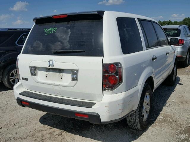 5FNYF28157B039043 - 2007 HONDA PILOT LX WHITE photo 4