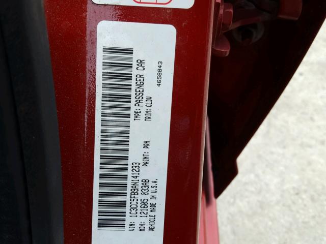 1C3CC5FB9AN141233 - 2010 CHRYSLER SEBRING LI RED photo 10