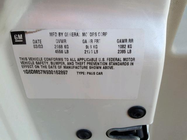 1G6DM57N930162897 - 2003 CADILLAC CTS WHITE photo 10