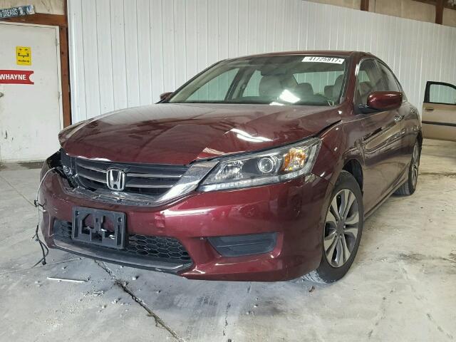 1HGCR2F31DA082001 - 2013 HONDA ACCORD LX BURGUNDY photo 2