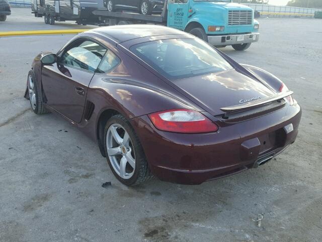 WP0AA29847U762353 - 2007 PORSCHE CAYMAN S MAROON photo 3