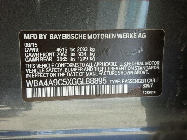 WBA4A9C5XGGL88895 - 2016 BMW 428 I GRAY photo 10