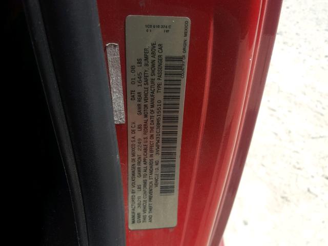 3VWPW31C38M515510 - 2008 VOLKSWAGEN NEW BEETLE წითელი ფოტო 10