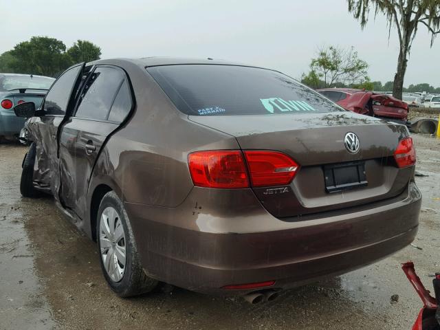 3VW2K7AJ0CM329539 - 2012 VOLKSWAGEN JETTA BASE Շագանակագույն լուսանկար 3