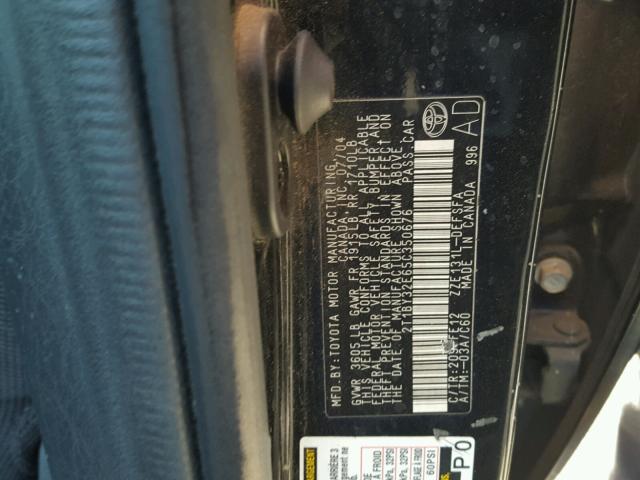 2T1BY32E65C350676 - 2005 TOYOTA COROLLA XR 黑色 照片 10