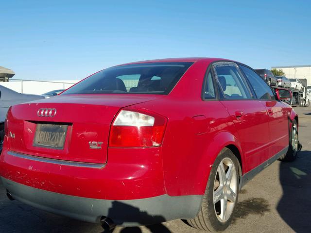 WAULC68E52A131121 - 2002 AUDI A4 1.8T QU RED photo 4