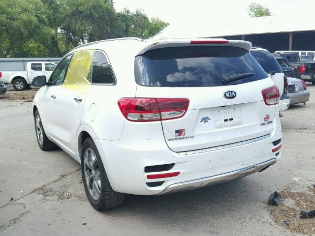 5XYPK4A19GG114557 - 2016 KIA SORENTO SX WHITE photo 3