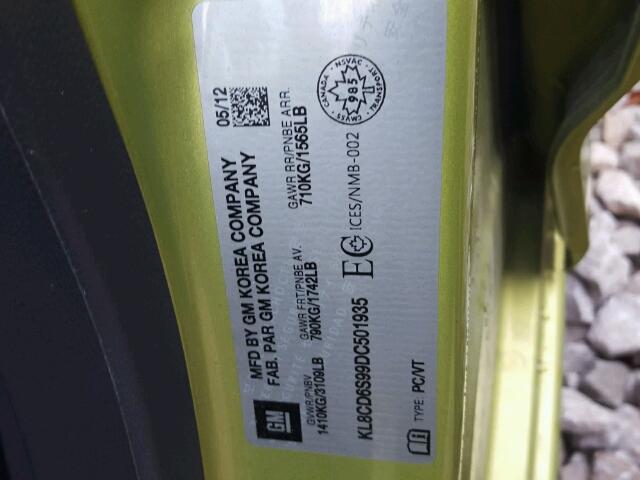 KL8CD6S99DC501935 - 2013 CHEVROLET SPARK 1LT Зеленый фото 10