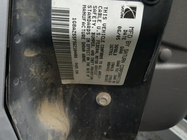 1G8AZ55F56Z104406 - 2006 SATURN ION LEVEL SILVER photo 10