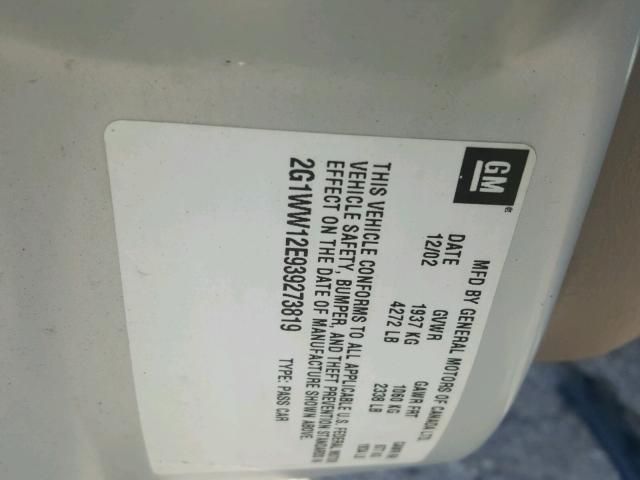 2G1WW12E939273819 - 2003 CHEVROLET MONTE CARL 棕色 照片 10