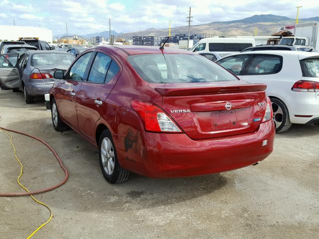 3N1CN7AP2EL804901 - 2014 NISSAN VERSA S/SV RED photo 3