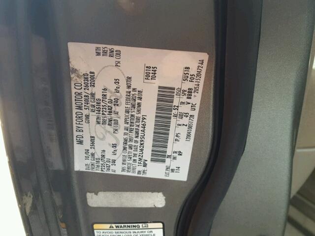 1FMZU62K95UA46791 - 2005 FORD EXPLORER X BEIGE photo 10