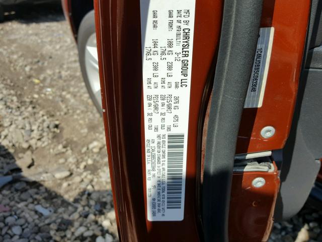 1C4NJDBB5CD633048 - 2012 JEEP COMPASS SP ORANGE photo 10