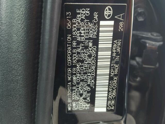 JTDKTUD34ED573950 - 2014 TOYOTA YARIS BLACK photo 10