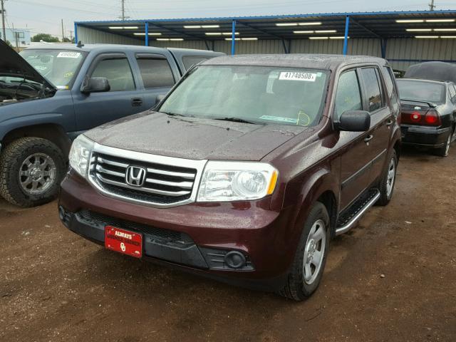 5FNYF3H20DB035198 - 2013 HONDA PILOT LX MAROON photo 2