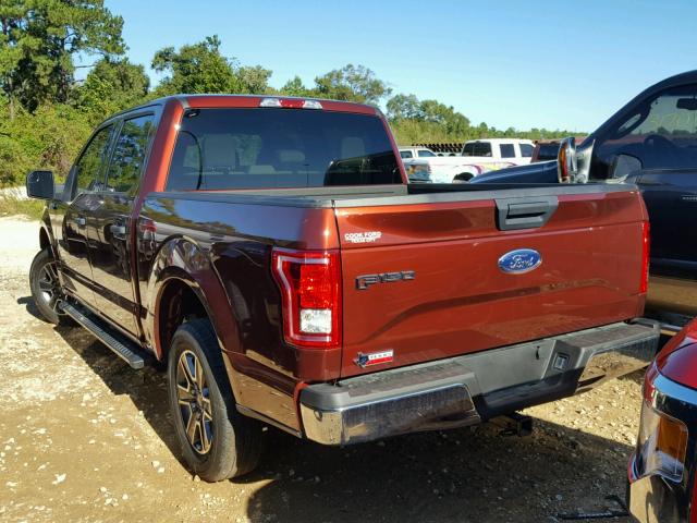 1FTEW1CP7HKC71379 - 2017 FORD F150 BURGUNDY photo 3