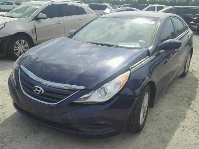 5NPEB4AC6EH849690 - 2014 HYUNDAI SONATA BLUE photo 2