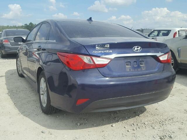 5NPEB4AC6EH849690 - 2014 HYUNDAI SONATA BLUE photo 3