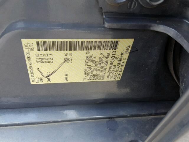 1N4AA5AP9AC866313 - 2010 NISSAN MAXIMA S BLUE photo 10