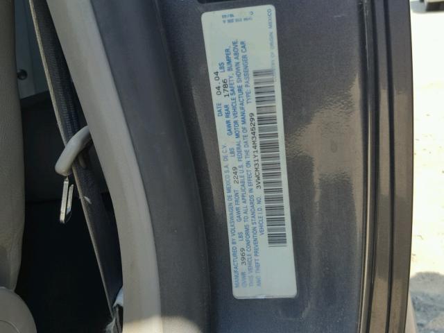 3VWCM31Y14M345299 - 2004 VOLKSWAGEN NEW BEETLE ნაცრისფერი ფოტო 10