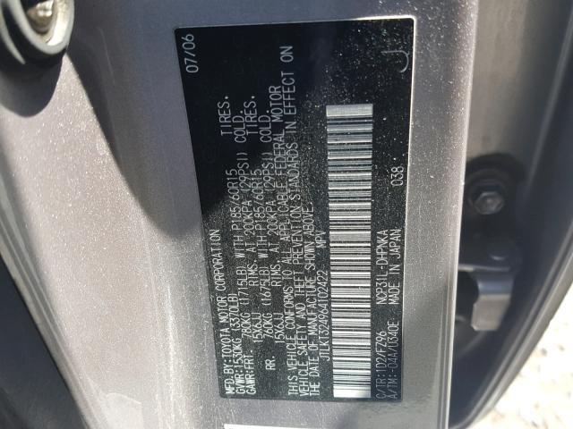 JTLKT324964102422 - 2006 TOYOTA SCION XB Сұр фото 10