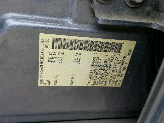 1N4AL2AP5AC171741 - 2010 NISSAN ALTIMA BAS BLUE photo 10