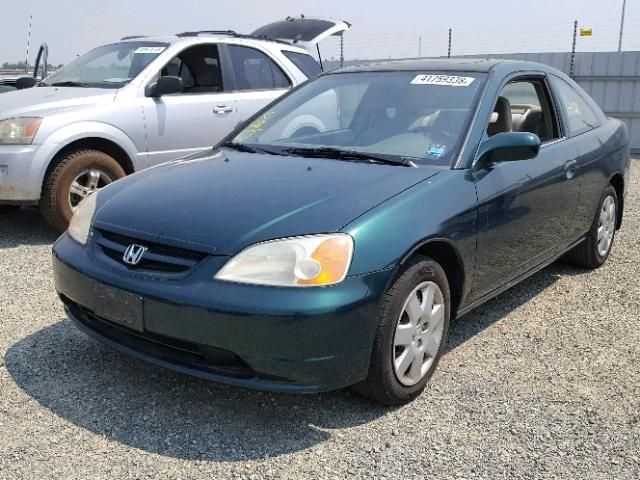 1HGEM22961L032924 - 2001 HONDA CIVIC SI GREEN photo 2