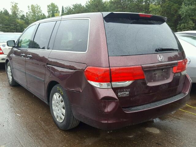 5FNRL38269B057937 - 2009 HONDA ODYSSEY MAROON photo 3