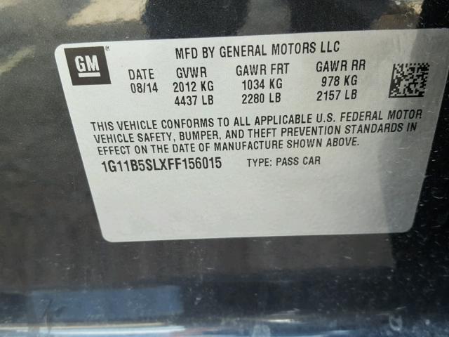 1G11B5SLXFF156015 - 2015 CHEVROLET MALIBU LS გრაფიტი ფოტო 10