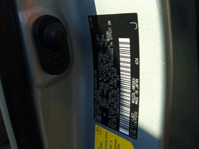 JTJGW31U962000749 - 2006 LEXUS RX 400 SILVER photo 10