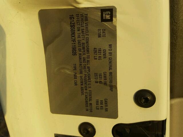 1G1ZS58NX7F119026 - 2007 CHEVROLET MALIBU LS თეთრი ფოტო 10