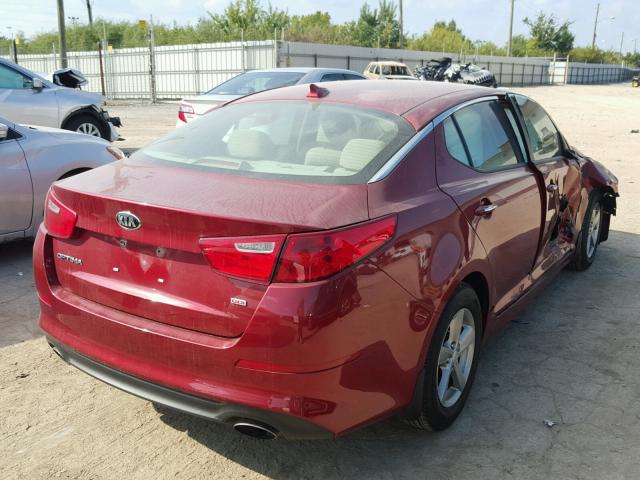 5XXGM4A78EG310845 - 2014 KIA OPTIMA LX RED photo 4