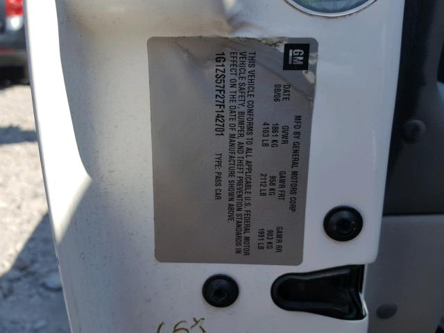 1G1ZS57F27F142701 - 2007 CHEVROLET MALIBU LS თეთრი ფოტო 10