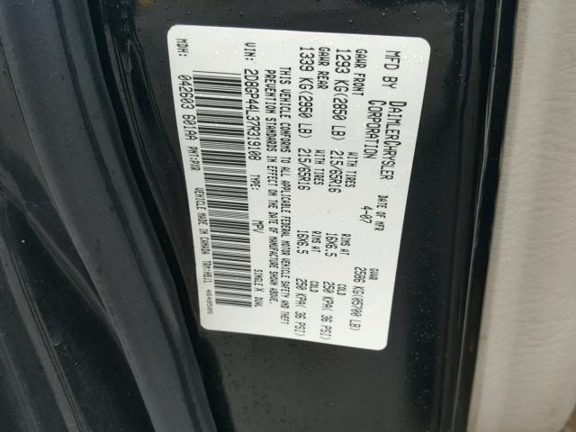 2D8GP44L37R319108 - 2007 DODGE GRAND CARA BLACK photo 10