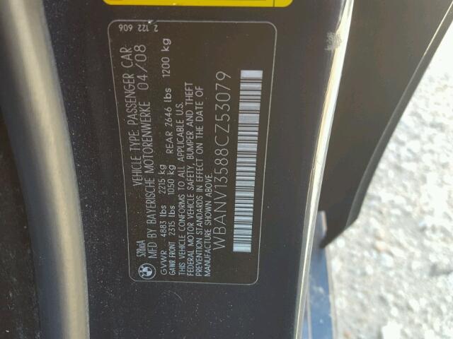 WBANV13588CZ53079 - 2008 BMW 528 XI BLACK photo 10