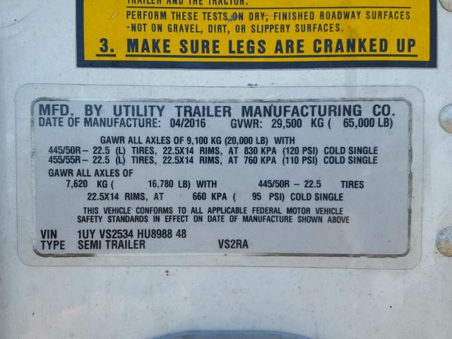 1UYVS2534HU898848 - 2017 UTILITY TRAILER WHITE photo 10