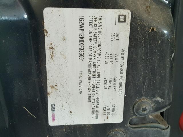 1G2WP12K0XF336091 - 1999 PONTIAC GRAND PRIX BLACK photo 10