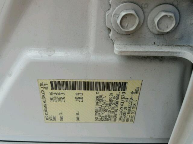 1N4AL2AP3CN437670 - 2012 NISSAN ALTIMA WHITE photo 10