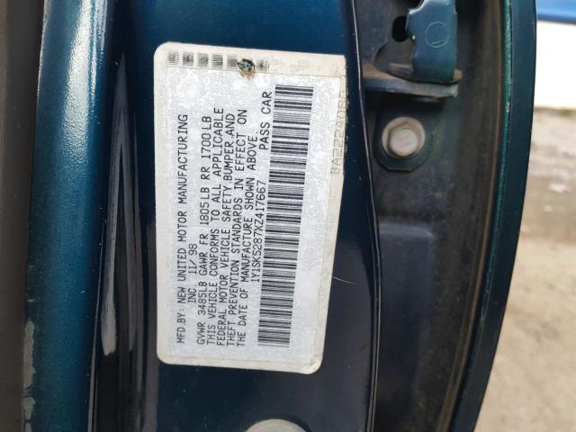 1Y1SK5287XZ417667 - 1999 CHEVROLET GEO PRIZM 蓝色 照片 10