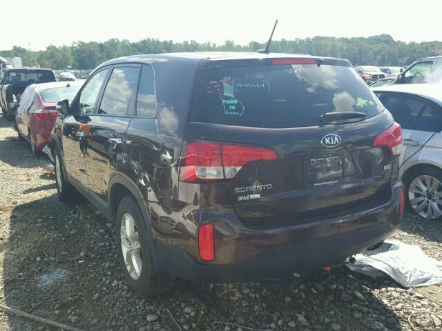 5XYKT3A65FG628692 - 2015 KIA SORENTO LX BURGUNDY photo 3