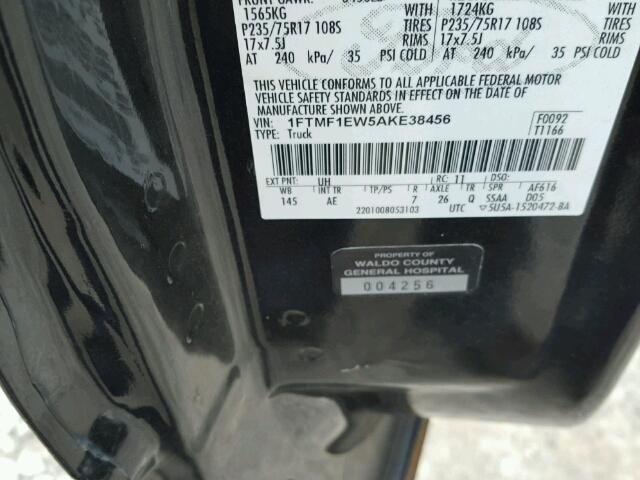 1FTMF1EW5AKE38456 - 2010 FORD F150 BLACK photo 10