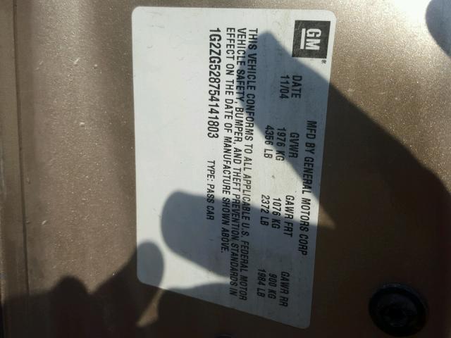 1G2ZG528754141803 - 2005 PONTIAC G6 TAN photo 10