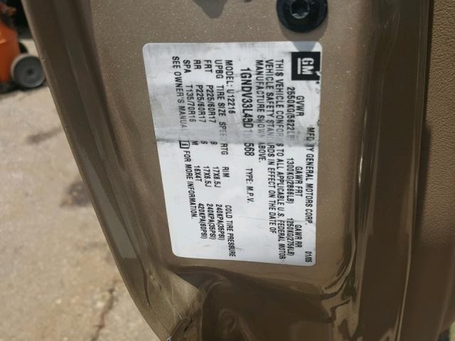 1GNDV33L45D195568 - 2005 CHEVROLET UPLANDER L 金色 照片 10