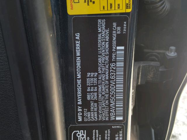 WBAVM5C50DVL63726 - 2013 BMW X1 XDRIVE3 BLUE photo 10