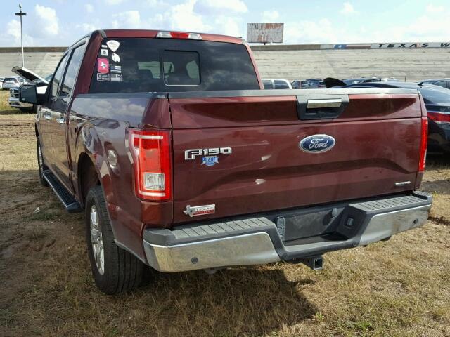 1FTEW1CF3GKF09833 - 2016 FORD F150 RED photo 3